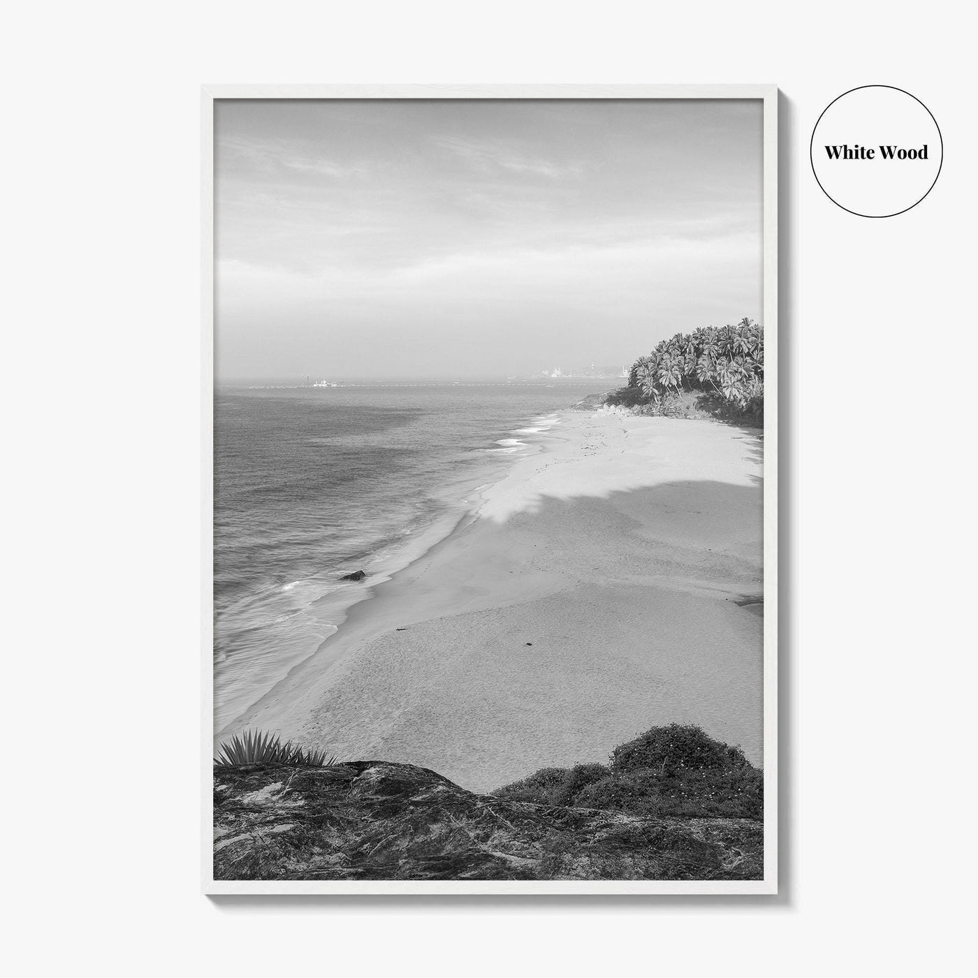 Kerala Black and White Fine Art Photo Print, Kovalam Beach, India Poster