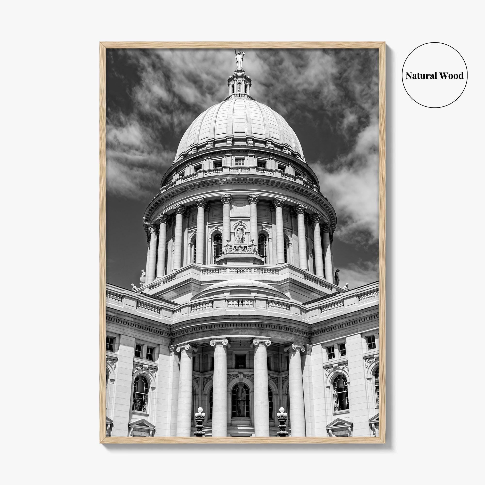 Madison Black and White Fine Art Photo Print, Wisconsin Capitol Building, Wisconsin Poster