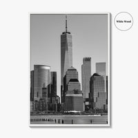Lower Manhattan Skyline Black and White Fine Art Photo Print, NYC Hudson River Poster