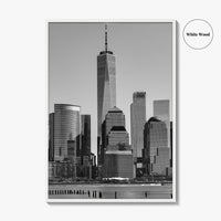 Lower Manhattan Skyline Black and White Fine Art Photo Print, NYC Hudson River Poster