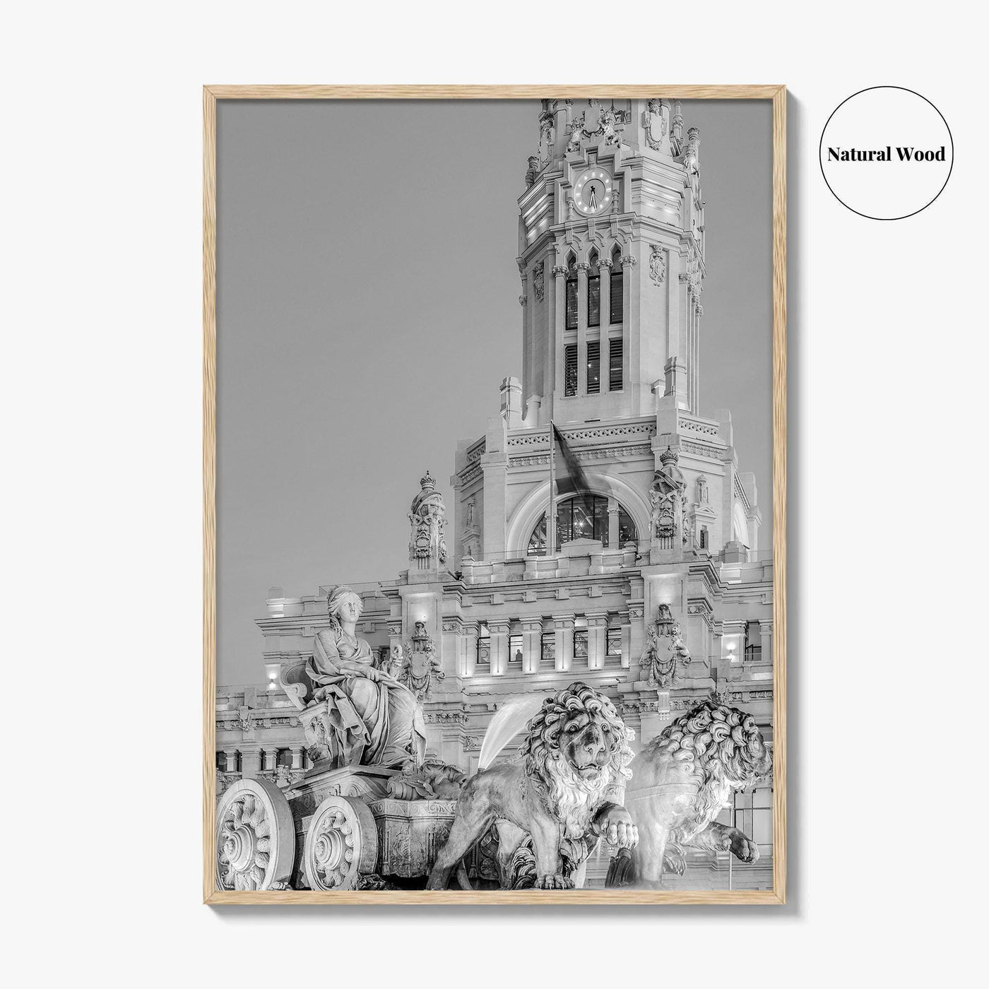Madrid Black and White Fine Art Photo Print, Cibeles Fountain, Spain Poster, Wall Decor