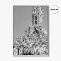 Madrid Black and White Fine Art Photo Print, Cibeles Fountain, Spain Poster, Wall Decor