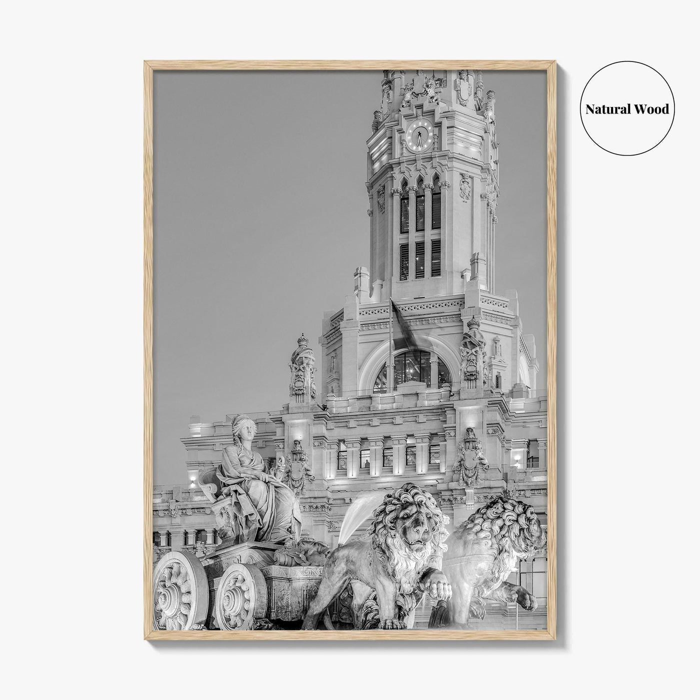 Madrid Black and White Fine Art Photo Print, Cibeles Fountain, Spain Poster, Wall Decor