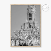 Madrid Black and White Fine Art Photo Print, Cibeles Fountain, Spain Poster, Wall Decor