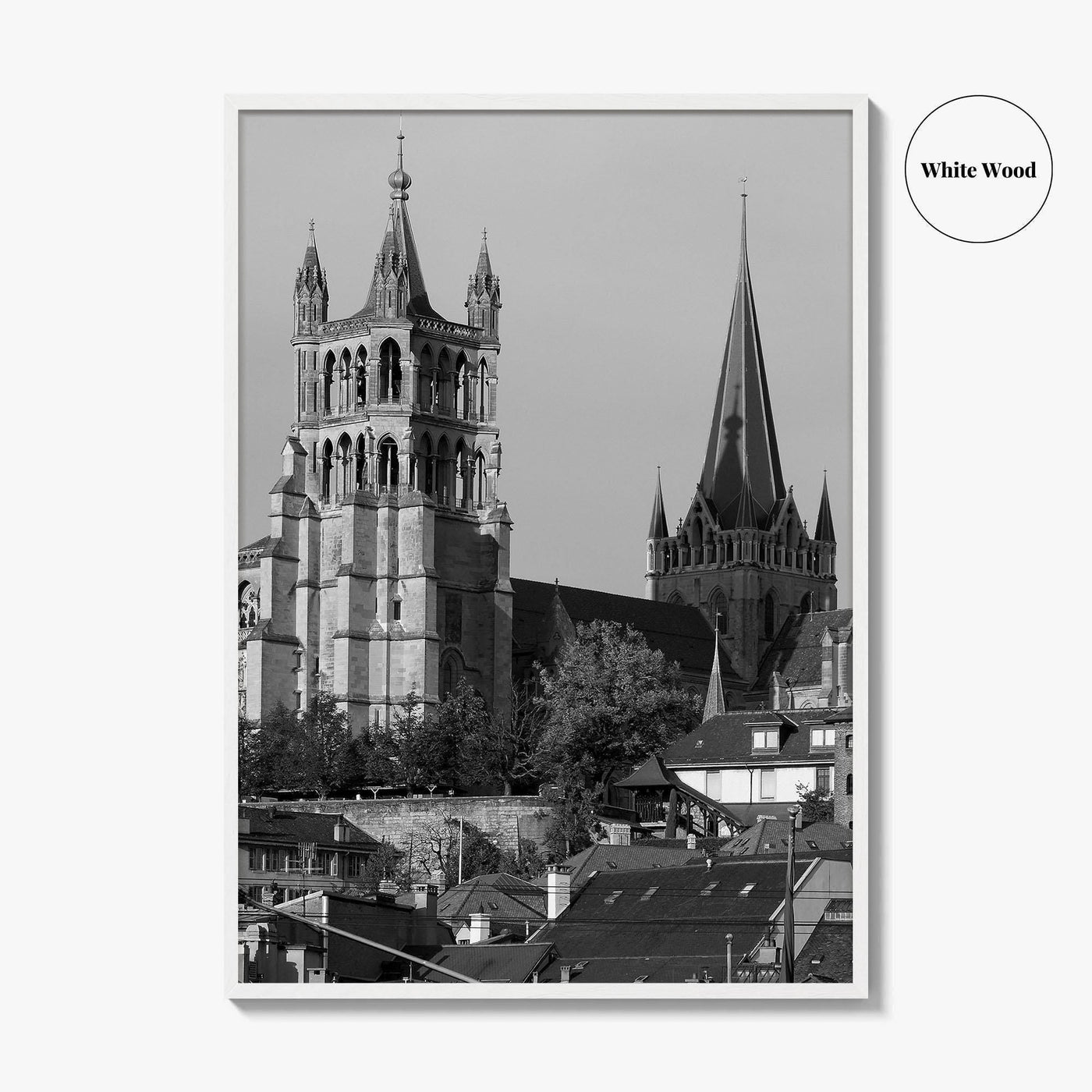 Lausanne Black and White Fine Art Photo Print, Vaud, Lake Geneva, Switzerland Wall Decor