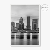 Louisville Skyline Black and White Fine Art Photo Print, Kentucky, USA, Wall Decor Poster
