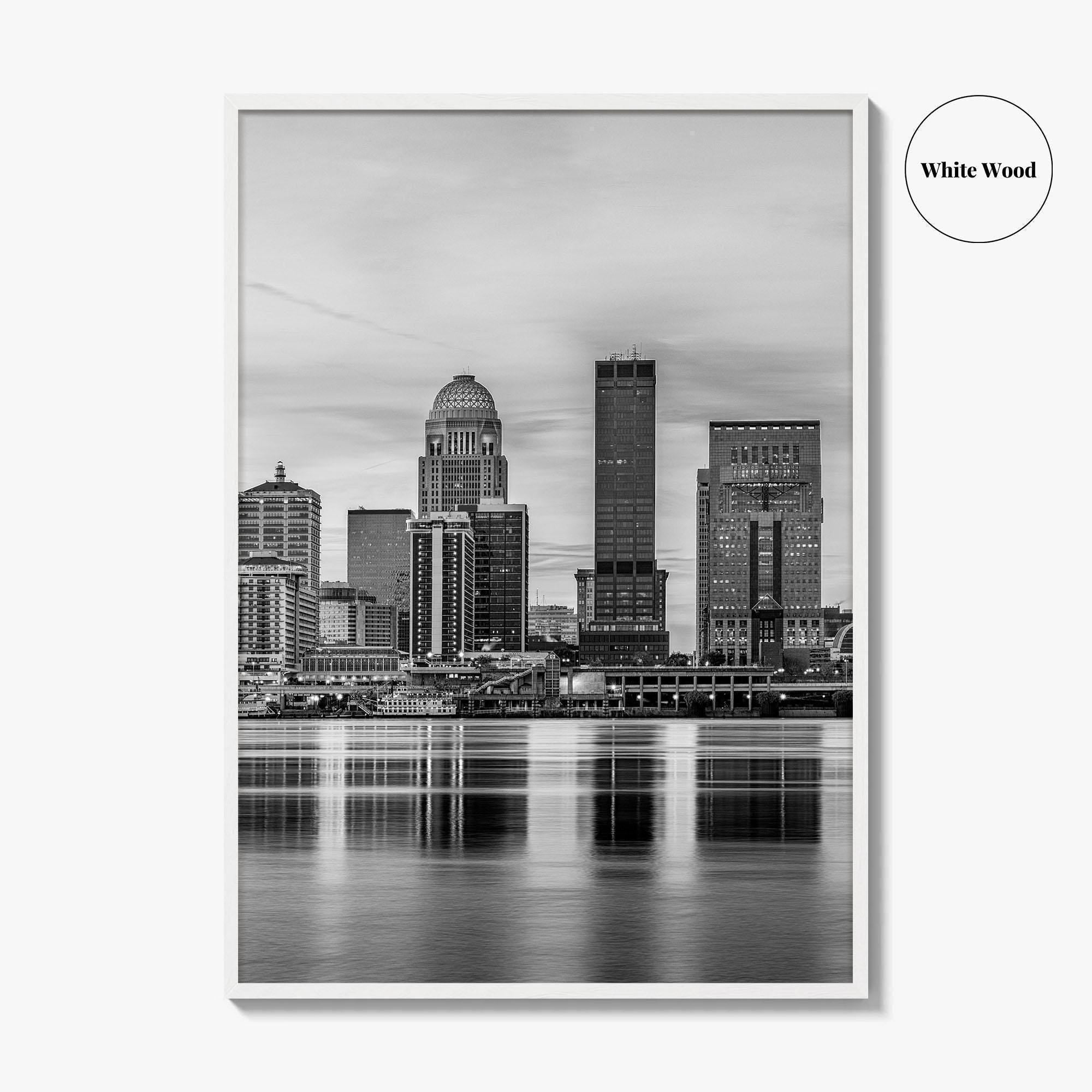 Louisville Skyline Black and White Fine Art Photo Print, Kentucky, USA, Wall Decor Poster