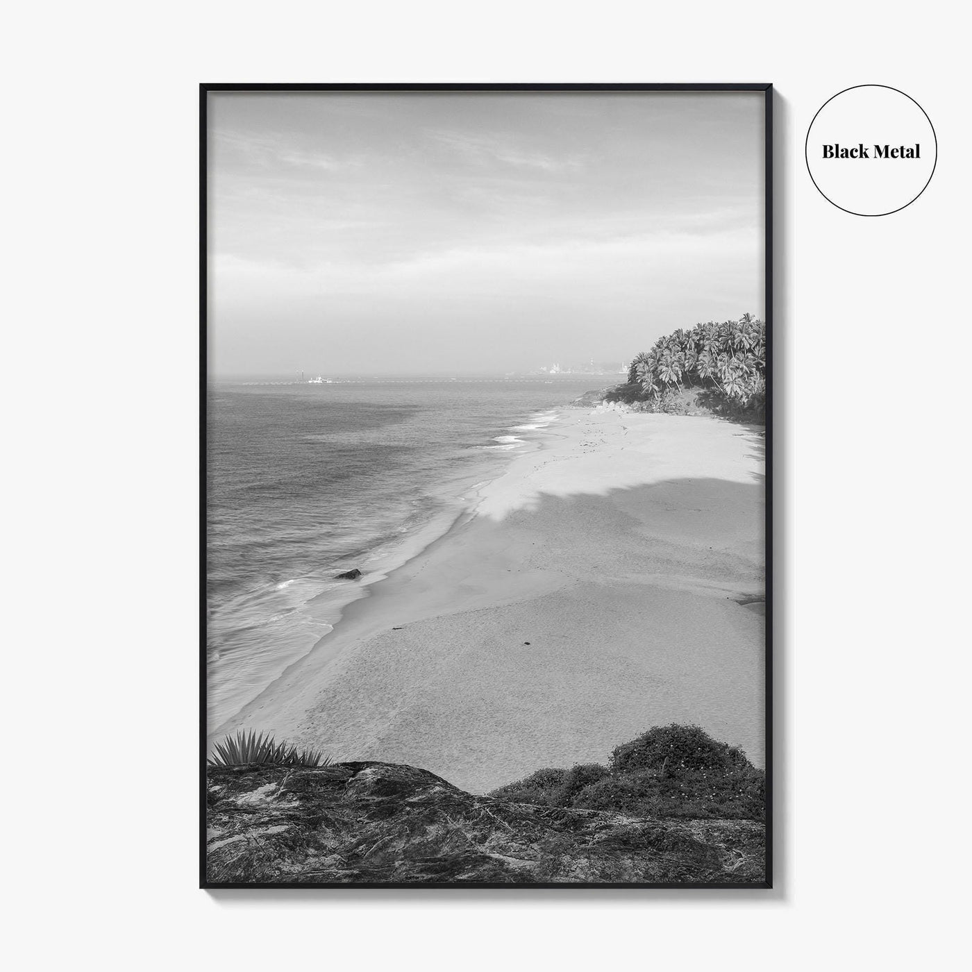 Kerala Black and White Fine Art Photo Print, Kovalam Beach, India Poster