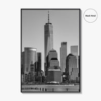 Lower Manhattan Skyline Black and White Fine Art Photo Print, NYC Hudson River Poster