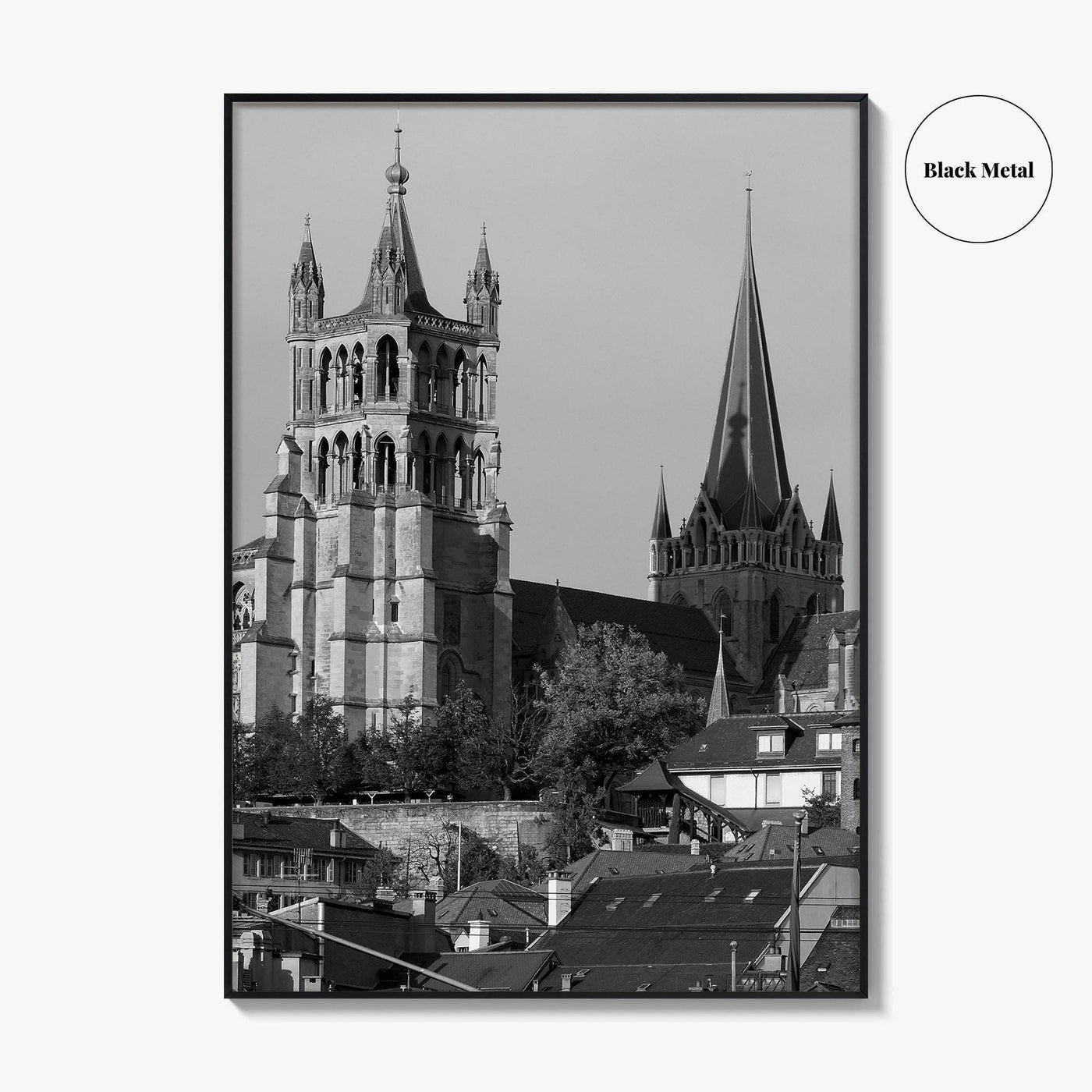 Lausanne Black and White Fine Art Photo Print, Vaud, Lake Geneva, Switzerland Wall Decor