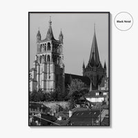 Lausanne Black and White Fine Art Photo Print, Vaud, Lake Geneva, Switzerland Wall Decor