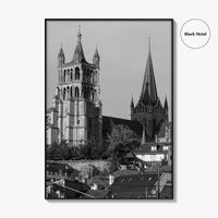 Lausanne Black and White Fine Art Photo Print, Vaud, Lake Geneva, Switzerland Wall Decor