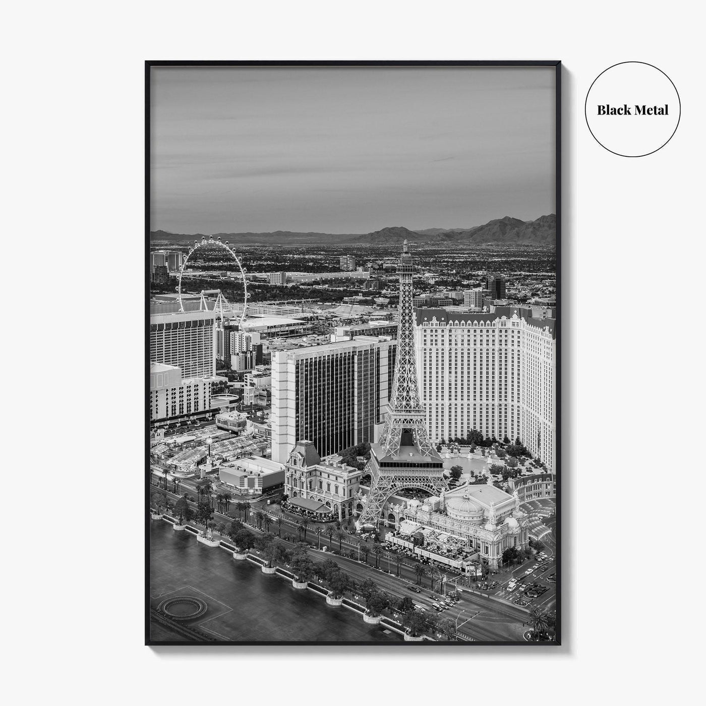 Las Vegas Skyline Black and White Fine Art Photo Print, Strip Nevada Poster