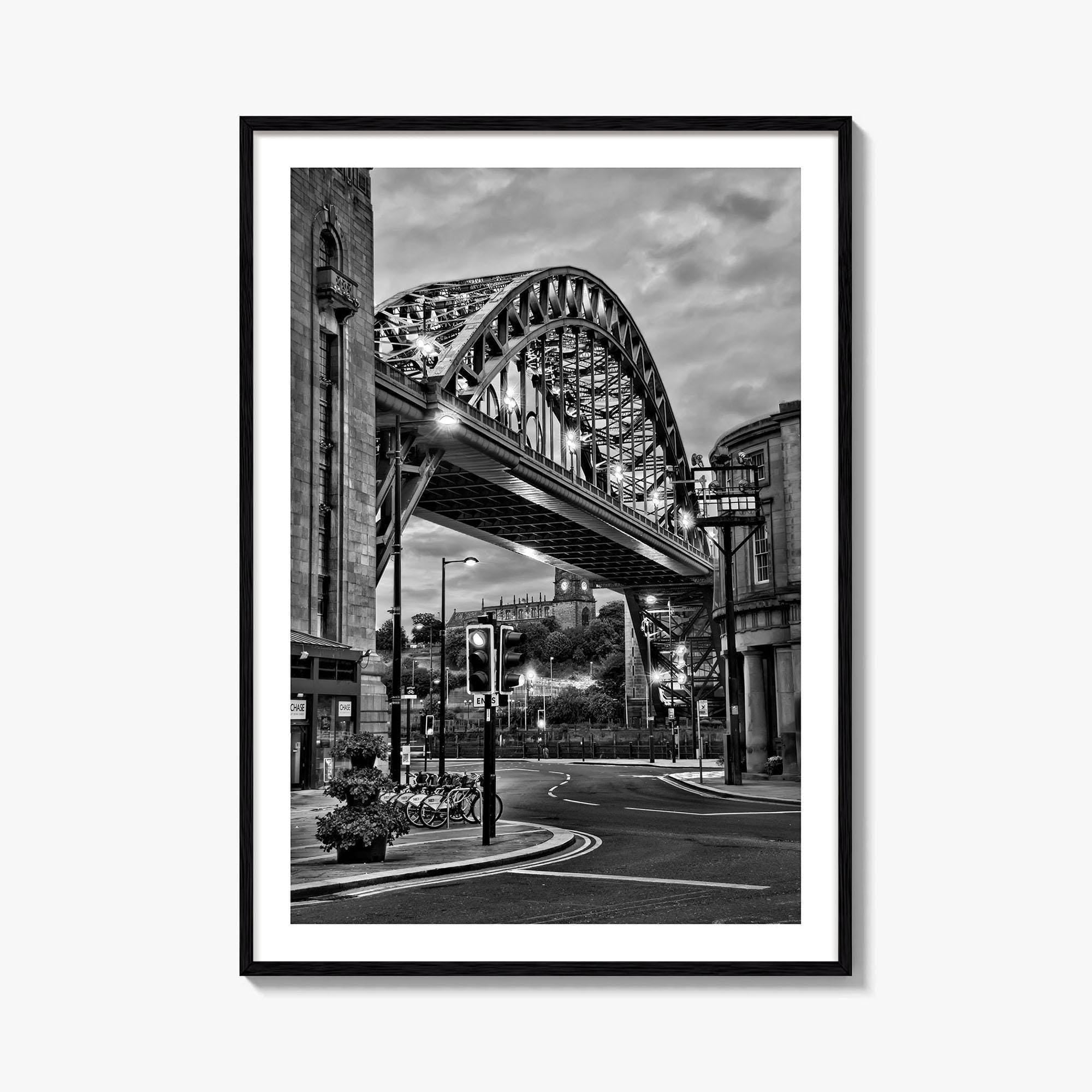 Newcastle Upon Tyne Black and White Fine Art Photo Print, Tyne Bridge England Poster