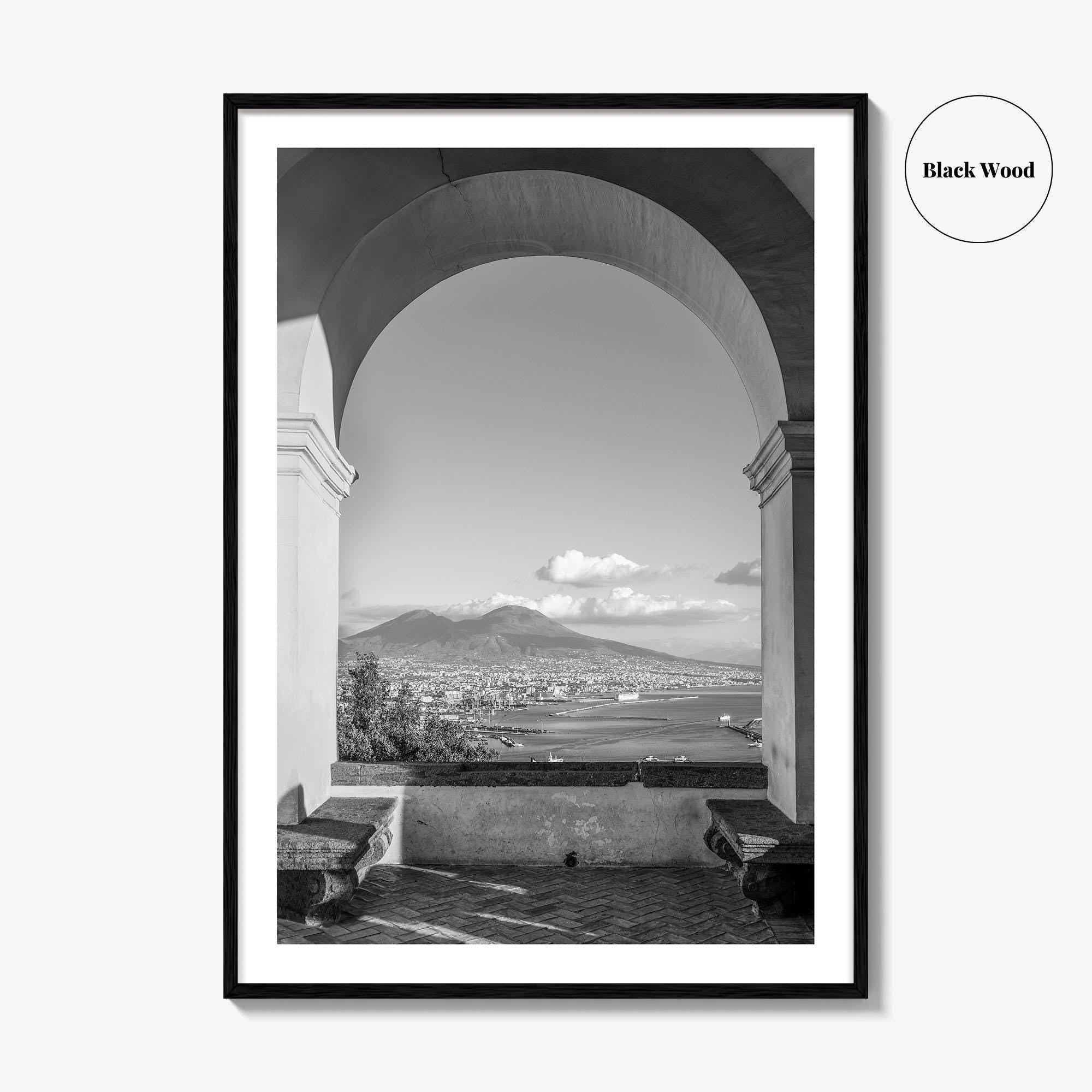 Naples Black and White Fine Art Photo Print, Mount Vesuvius, Italy Photo Poster