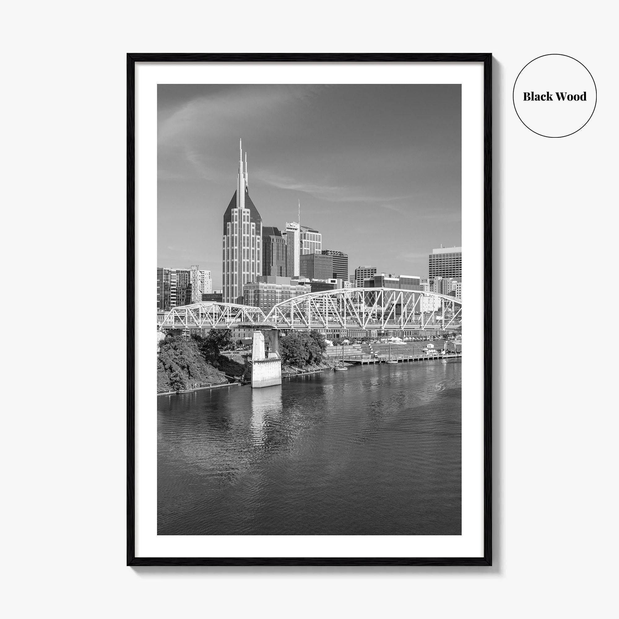 Nashville Skyline Black and White Fine Art Photo Print, Tennessee Poster
