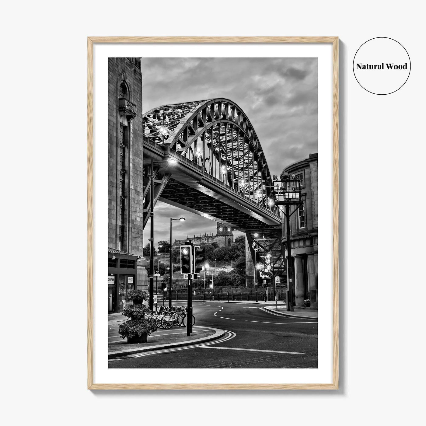 Newcastle Upon Tyne Black and White Fine Art Photo Print, Tyne Bridge England Poster
