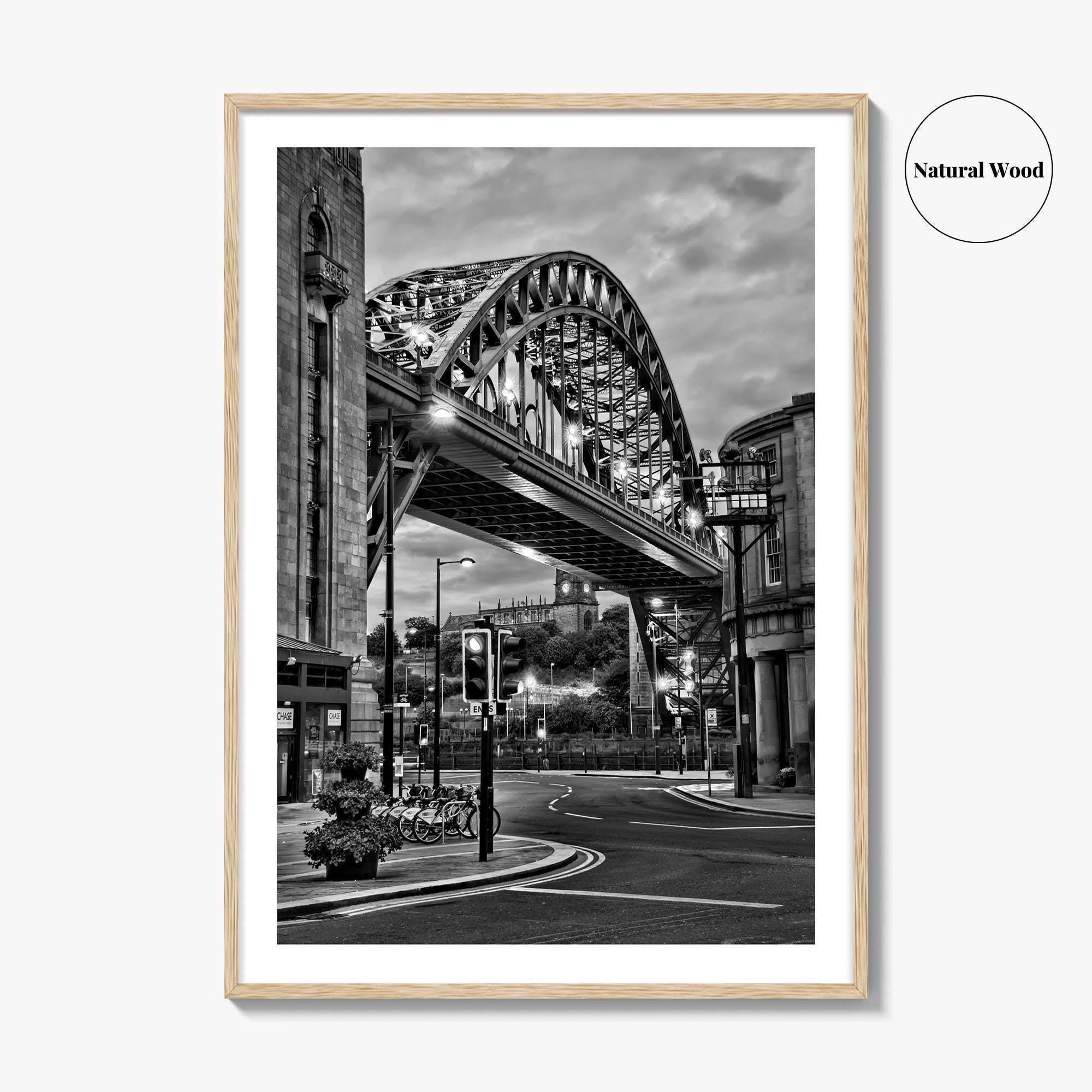 Newcastle Upon Tyne Black and White Fine Art Photo Print, Tyne Bridge England Poster