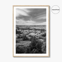 North Dakota Black and White Fine Art Photo Print, Theodore Roosevelt National Park Poster