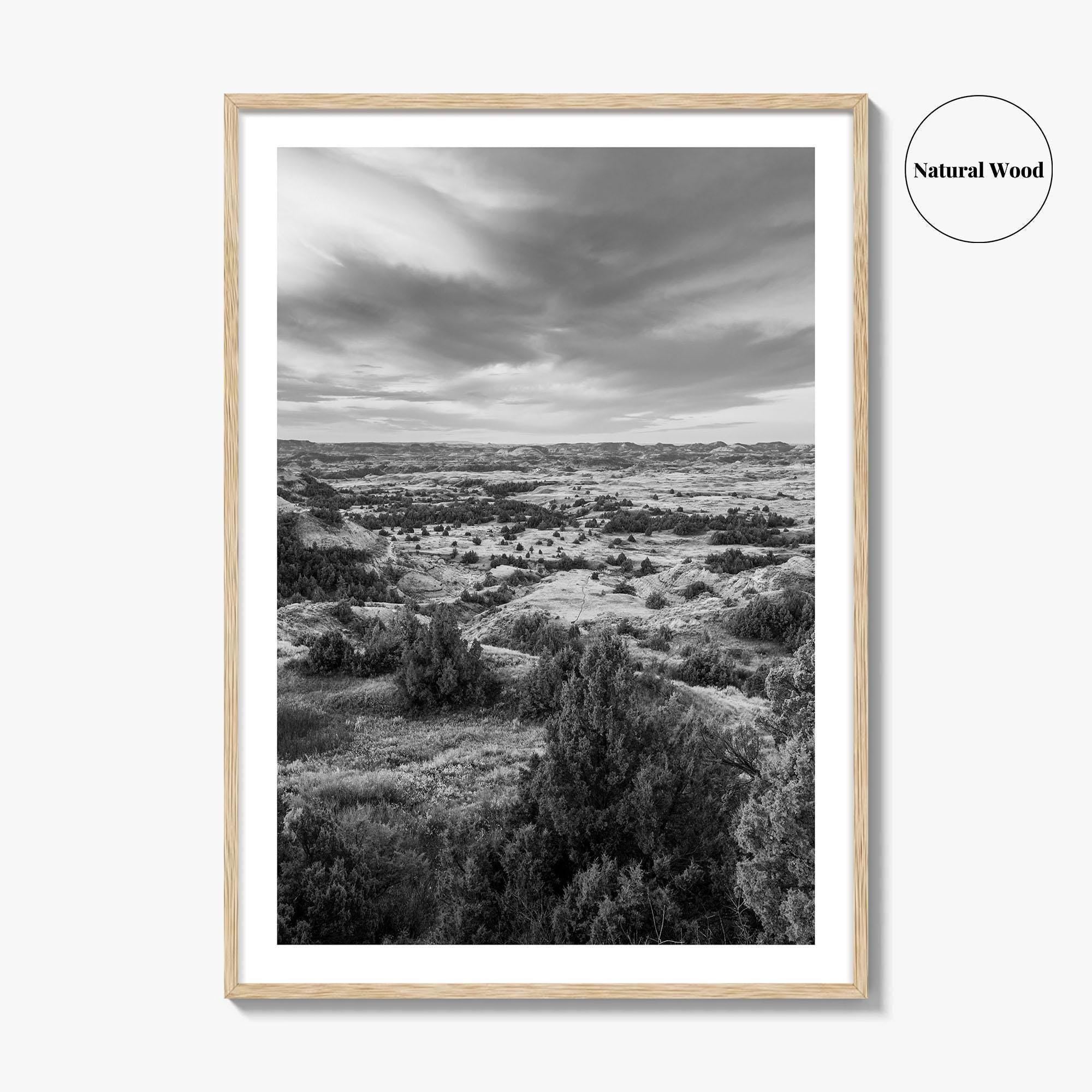 North Dakota Black and White Fine Art Photo Print, Theodore Roosevelt National Park Poster
