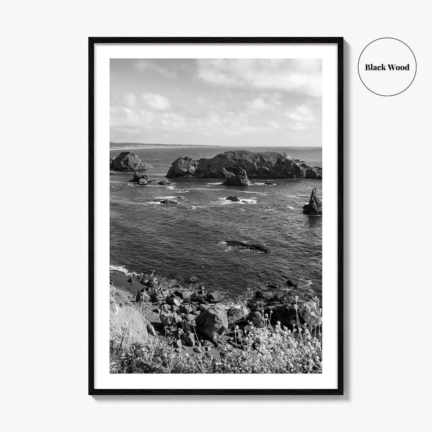 Northern California Black and White Fine Art Photo Print, Coastline Wall Decor, Coastal Poster