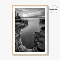 Pictured Rocks Black and White Fine Art Photo Print, Lake Superior Michigan Poster