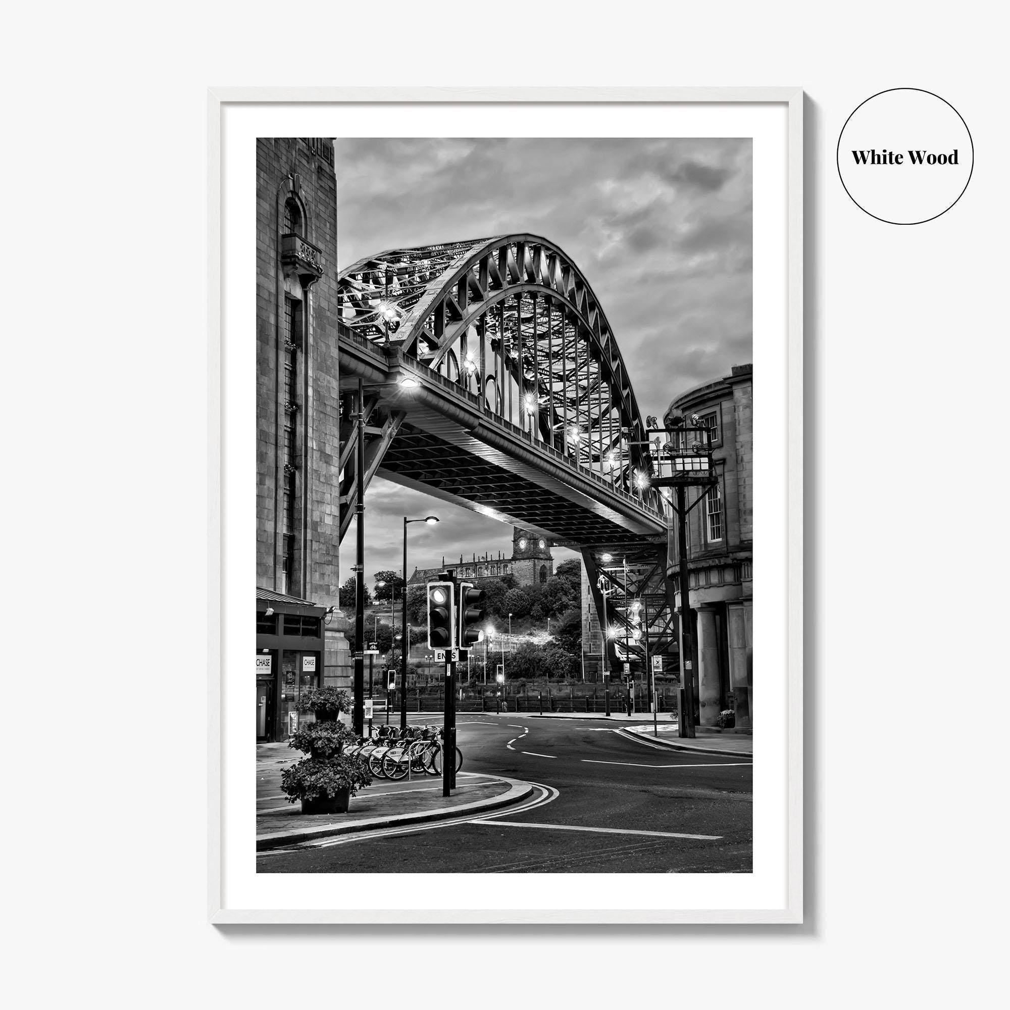 Newcastle Upon Tyne Black and White Fine Art Photo Print, Tyne Bridge England Poster