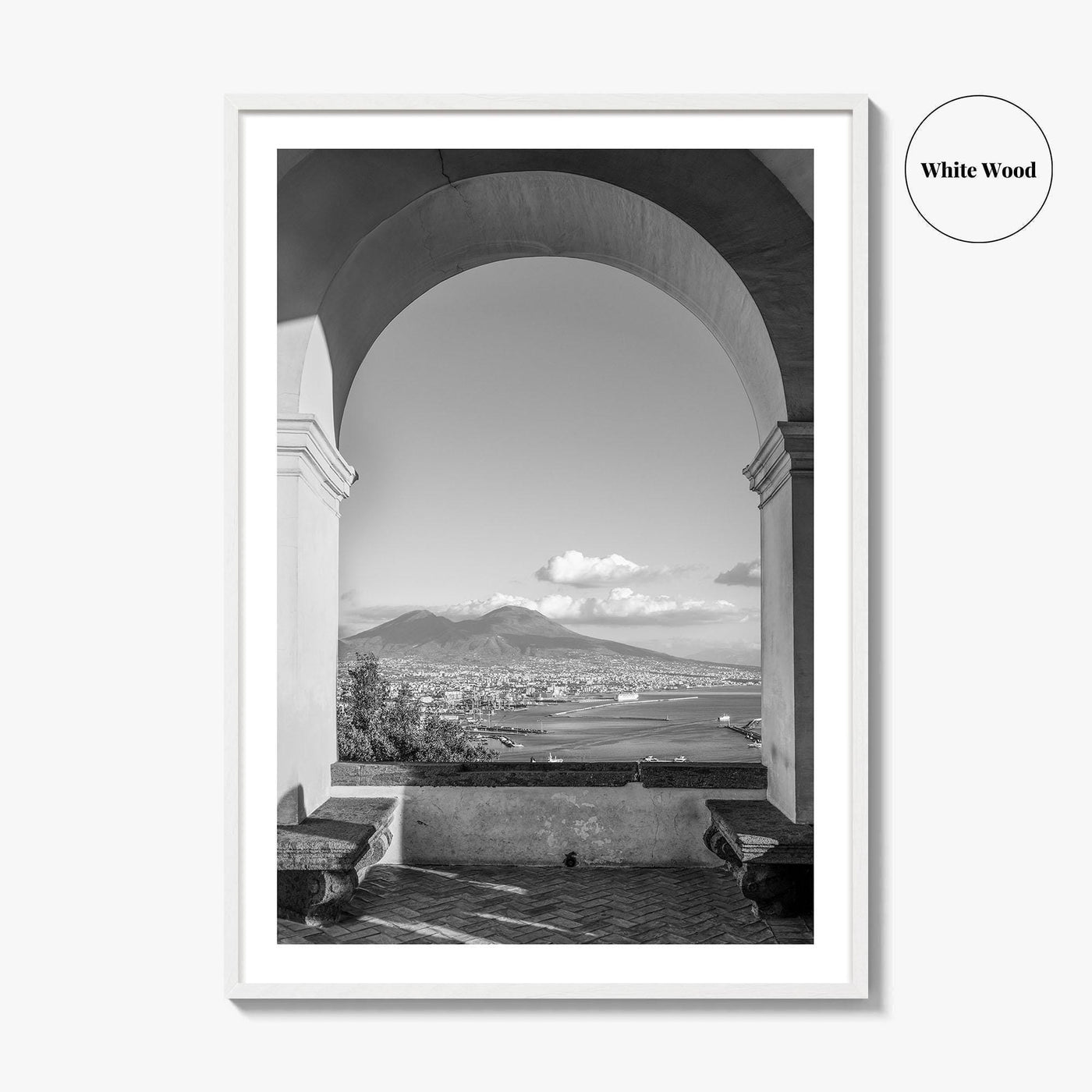 Naples Black and White Fine Art Photo Print, Mount Vesuvius, Italy Photo Poster