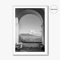 Naples Black and White Fine Art Photo Print, Mount Vesuvius, Italy Photo Poster