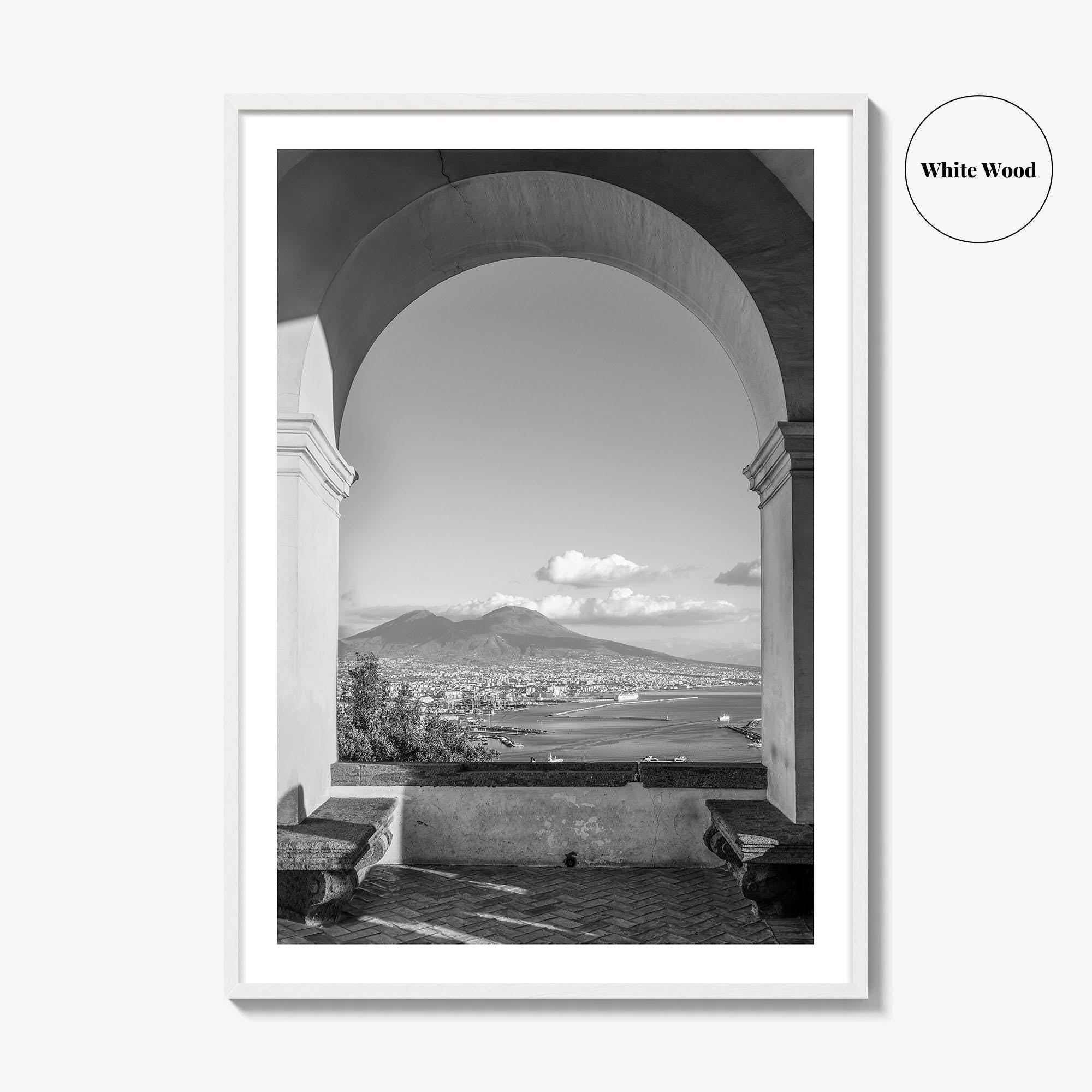 Naples Black and White Fine Art Photo Print, Mount Vesuvius, Italy Photo Poster