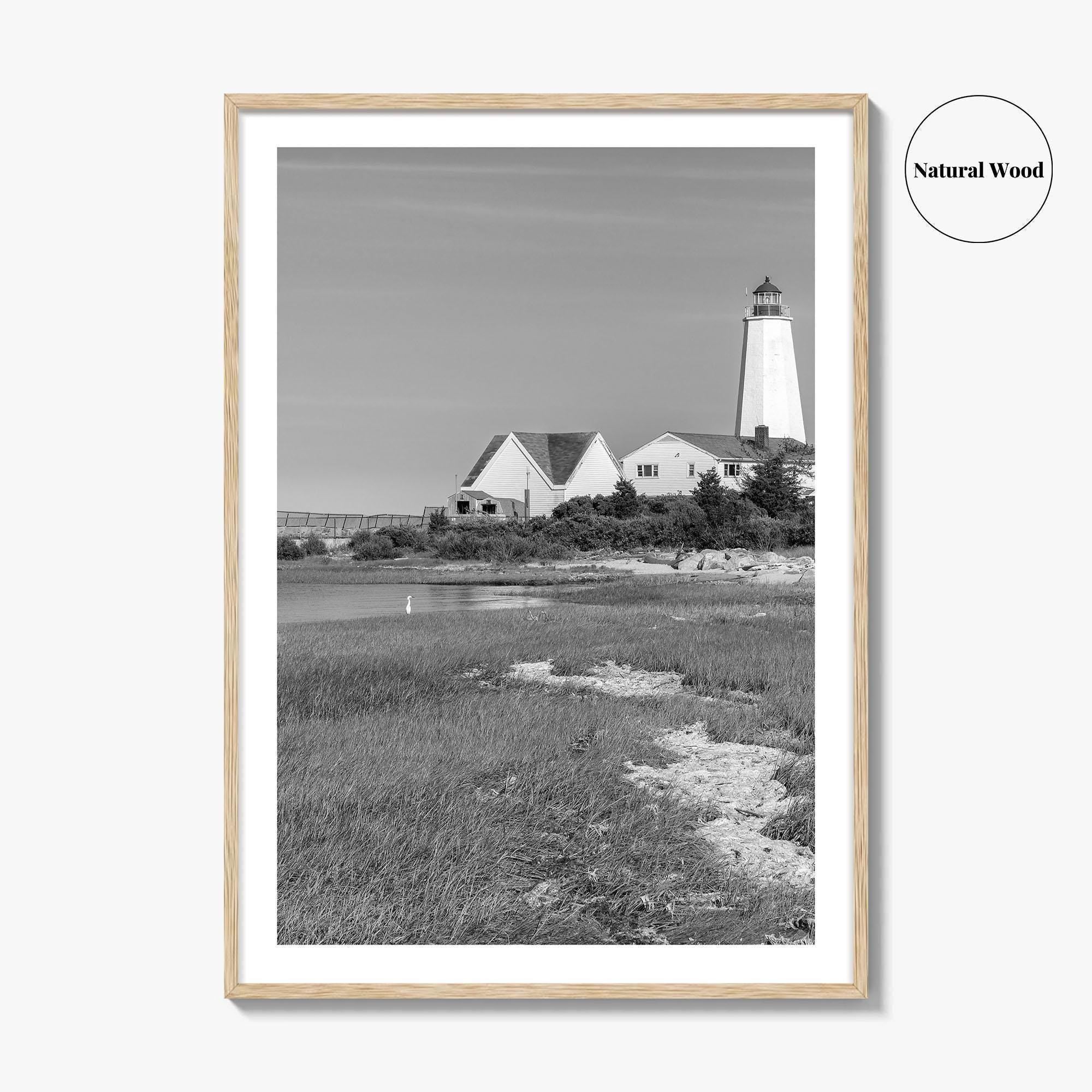 Old Saybrook Black White Fine Art Photo Print, Lynde Point Lighthouse, Connecticut USA