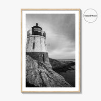 Newport Rhode Island Black and White Fine Art Photo Print, Castle Hill Lighthouse Poster