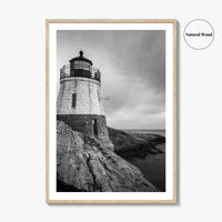 Newport Rhode Island Black and White Fine Art Photo Print, Castle Hill Lighthouse Poster