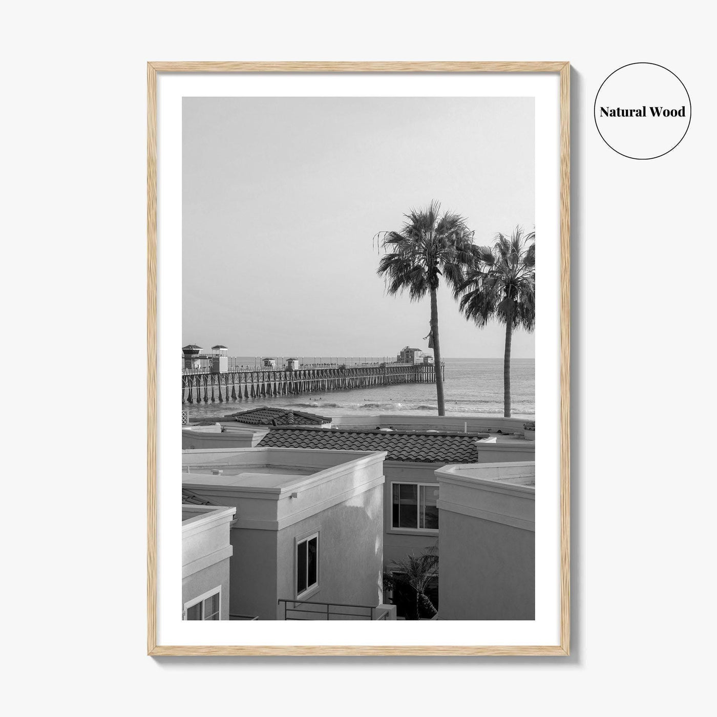 Oceanside Black and White Fine Art Photo Print, San Diego Pier Poster, California Poster