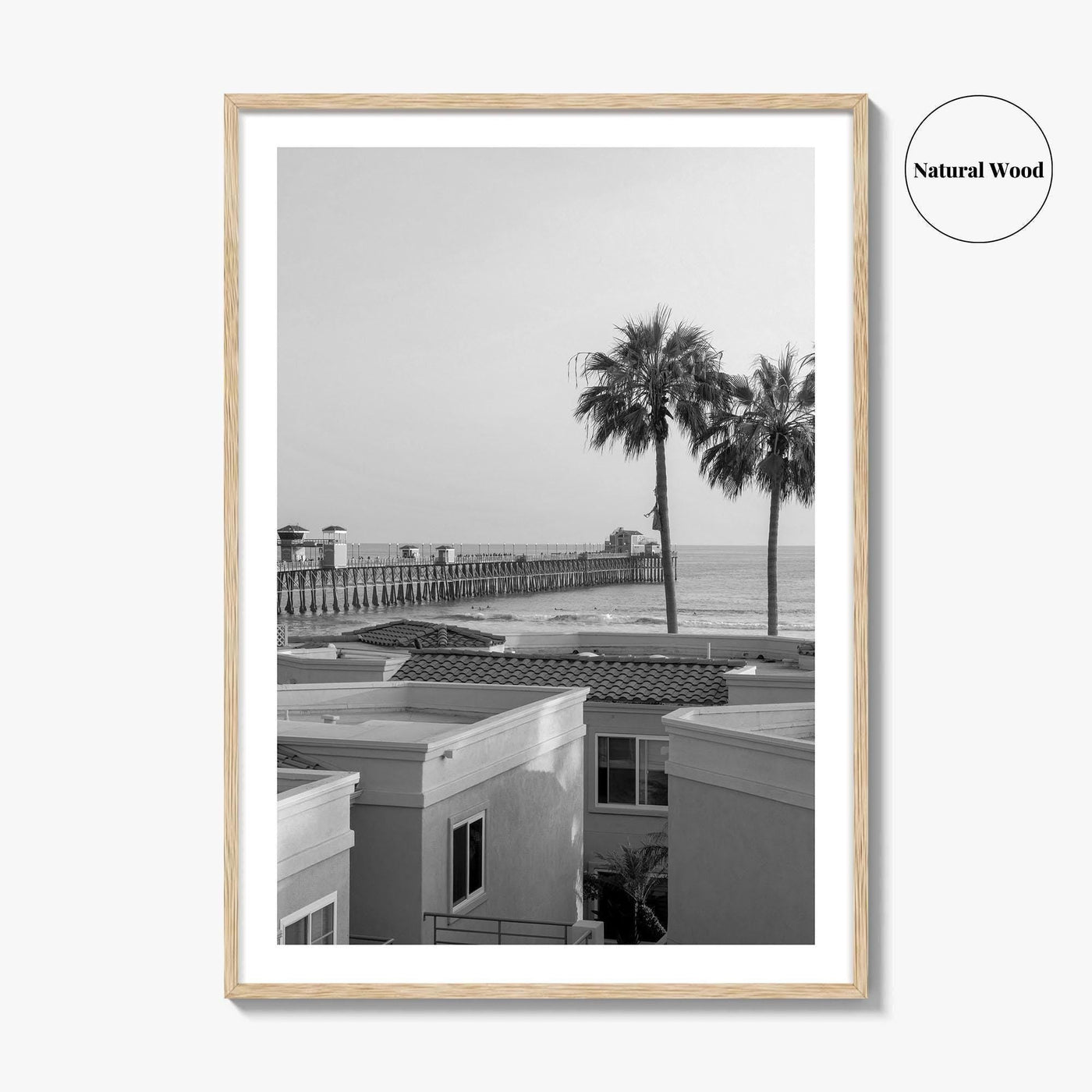 Oceanside Black and White Fine Art Photo Print, San Diego Pier Poster, California Poster