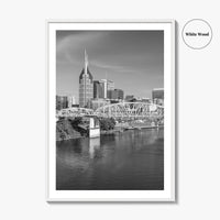 Nashville Skyline Black and White Fine Art Photo Print, Tennessee Poster