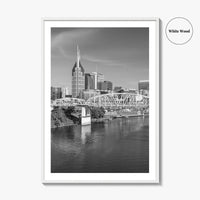 Nashville Skyline Black and White Fine Art Photo Print, Tennessee Poster