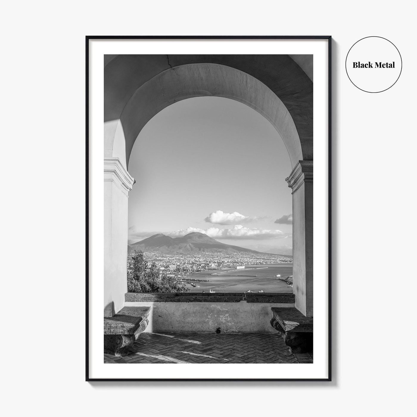 Naples Black and White Fine Art Photo Print, Mount Vesuvius, Italy Photo Poster