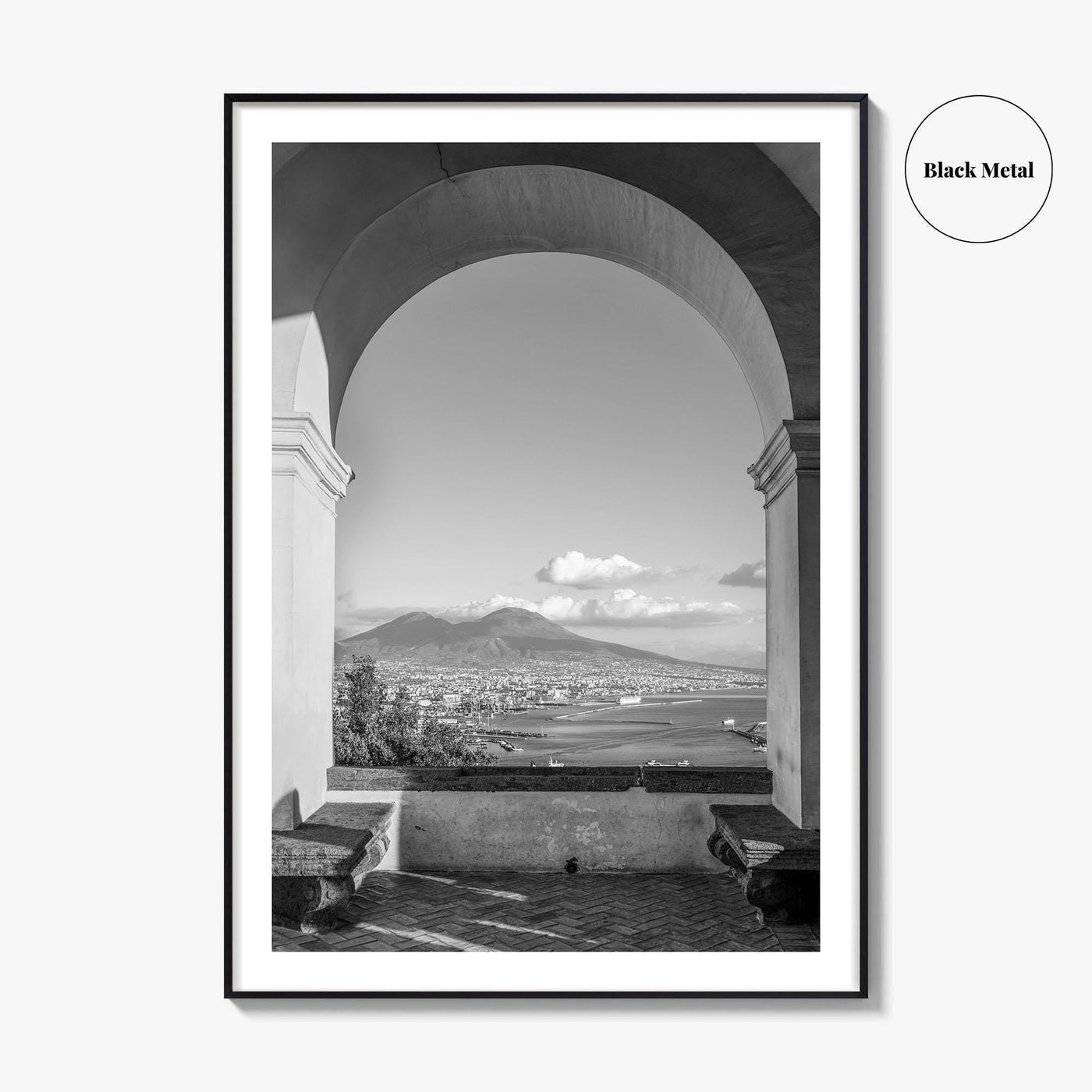Naples Black and White Fine Art Photo Print, Mount Vesuvius, Italy Photo Poster