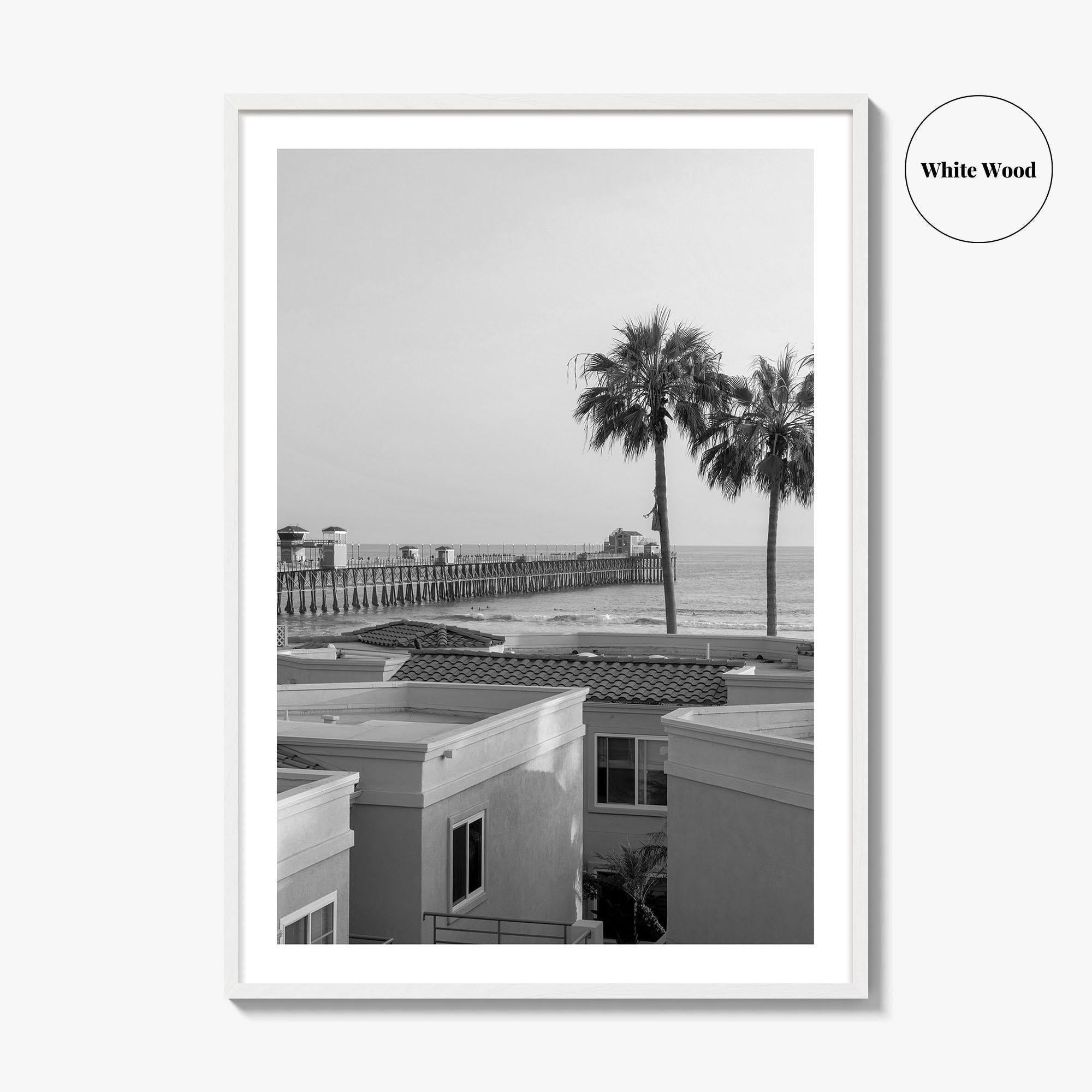 Oceanside Black and White Fine Art Photo Print, San Diego Pier Poster, California Poster