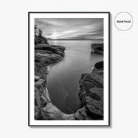 Pictured Rocks Black and White Fine Art Photo Print, Lake Superior Michigan Poster