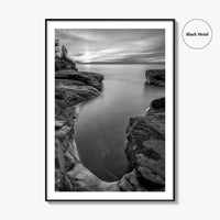 Pictured Rocks Black and White Fine Art Photo Print, Lake Superior Michigan Poster