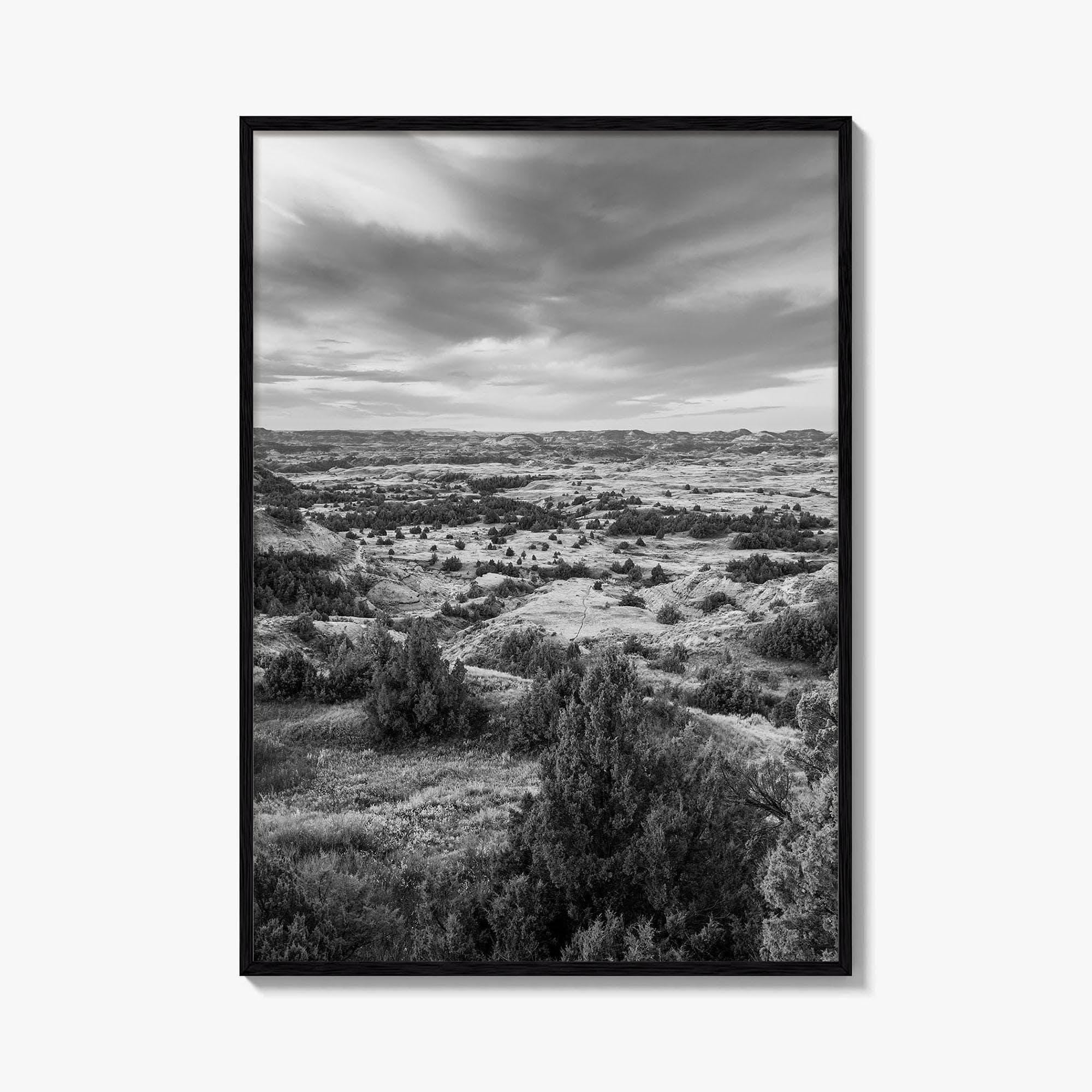 North Dakota Black and White Fine Art Photo Print, Theodore Roosevelt National Park Poster