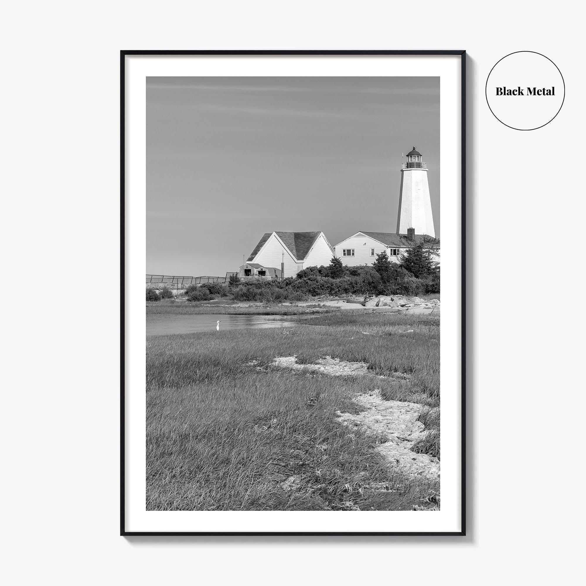 Old Saybrook Black White Fine Art Photo Print, Lynde Point Lighthouse, Connecticut USA