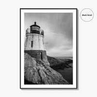 Newport Rhode Island Black and White Fine Art Photo Print, Castle Hill Lighthouse Poster