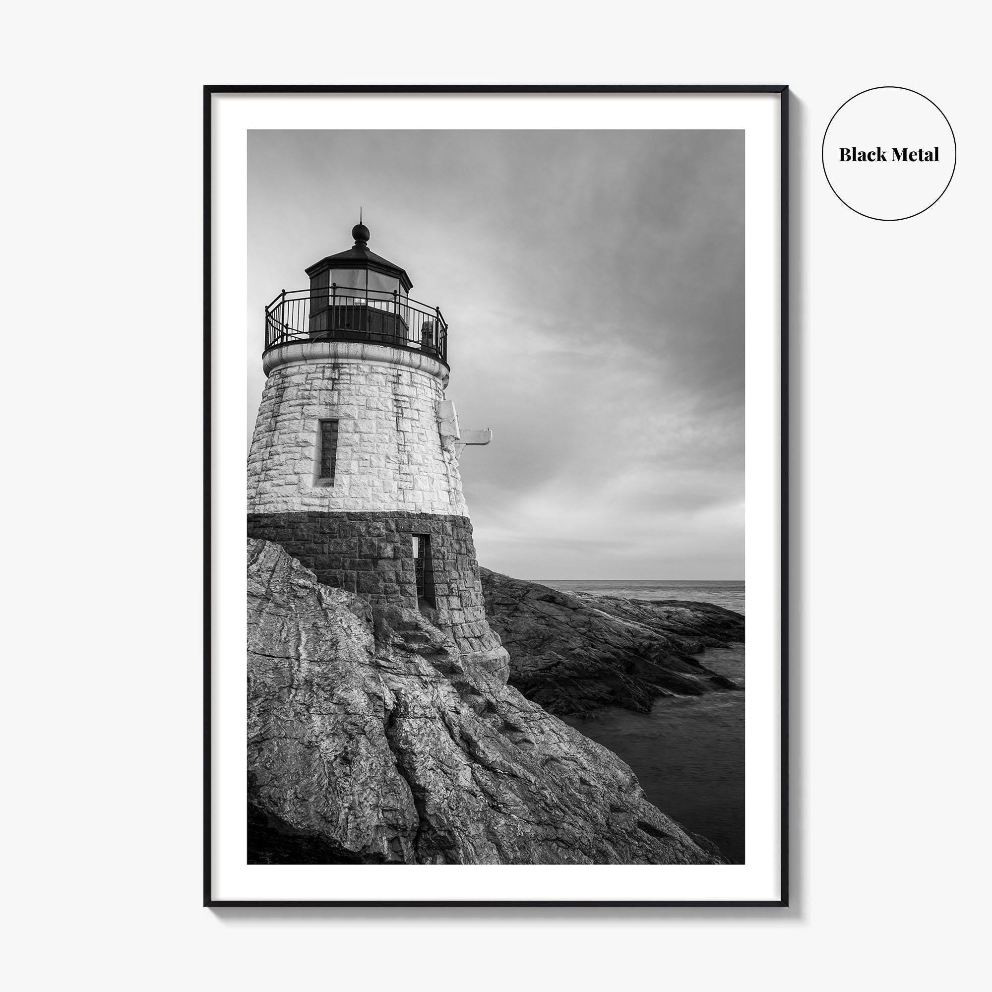 Newport Rhode Island Black and White Fine Art Photo Print, Castle Hill Lighthouse Poster