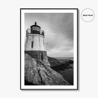 Newport Rhode Island Black and White Fine Art Photo Print, Castle Hill Lighthouse Poster