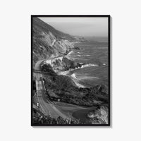 Pacific Coast Highway Black and White Fine Art Photo Print, Big Sur California Poster