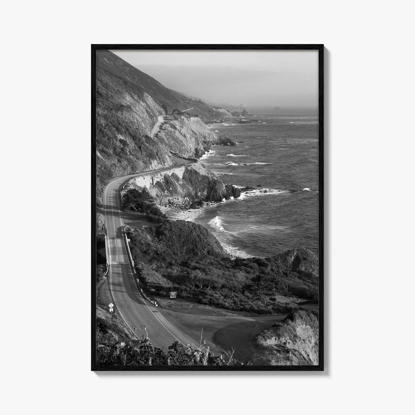 Pacific Coast Highway Black and White Fine Art Photo Print, Big Sur California Poster