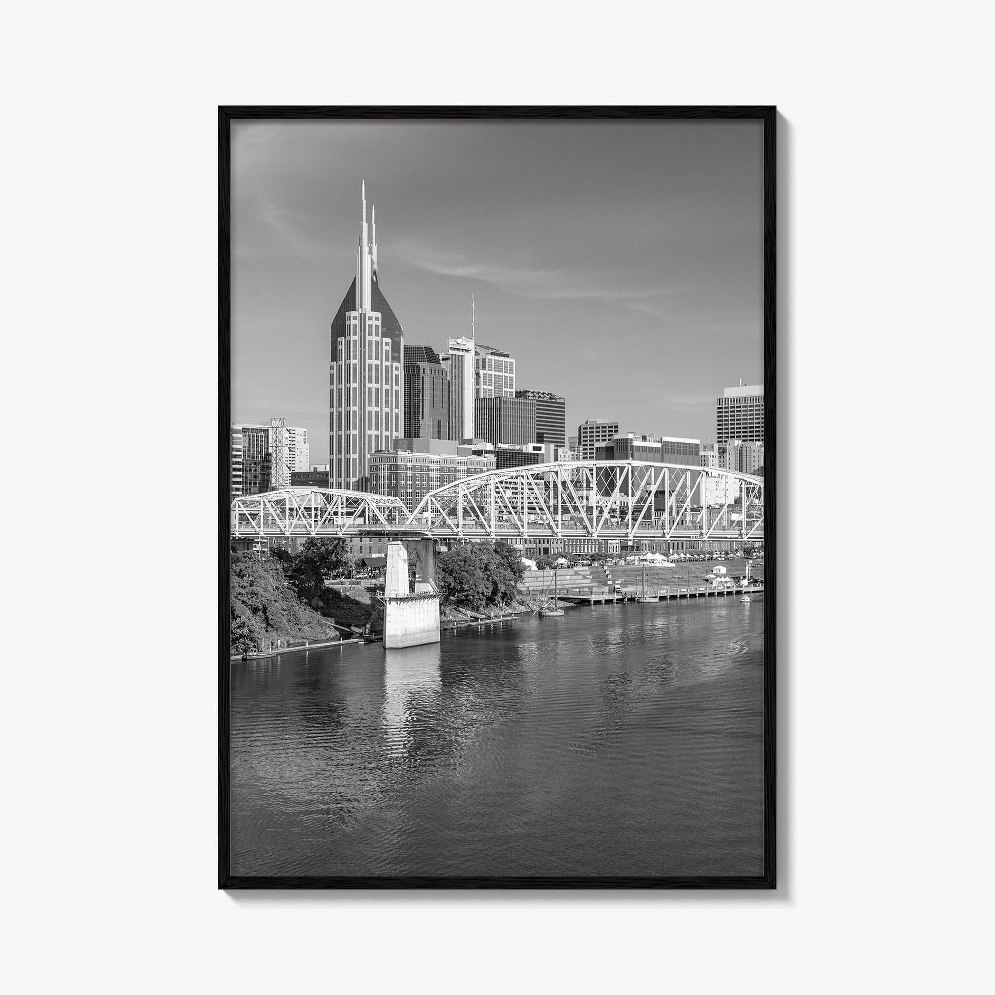 Nashville Skyline Black and White Fine Art Photo Print, Tennessee Poster